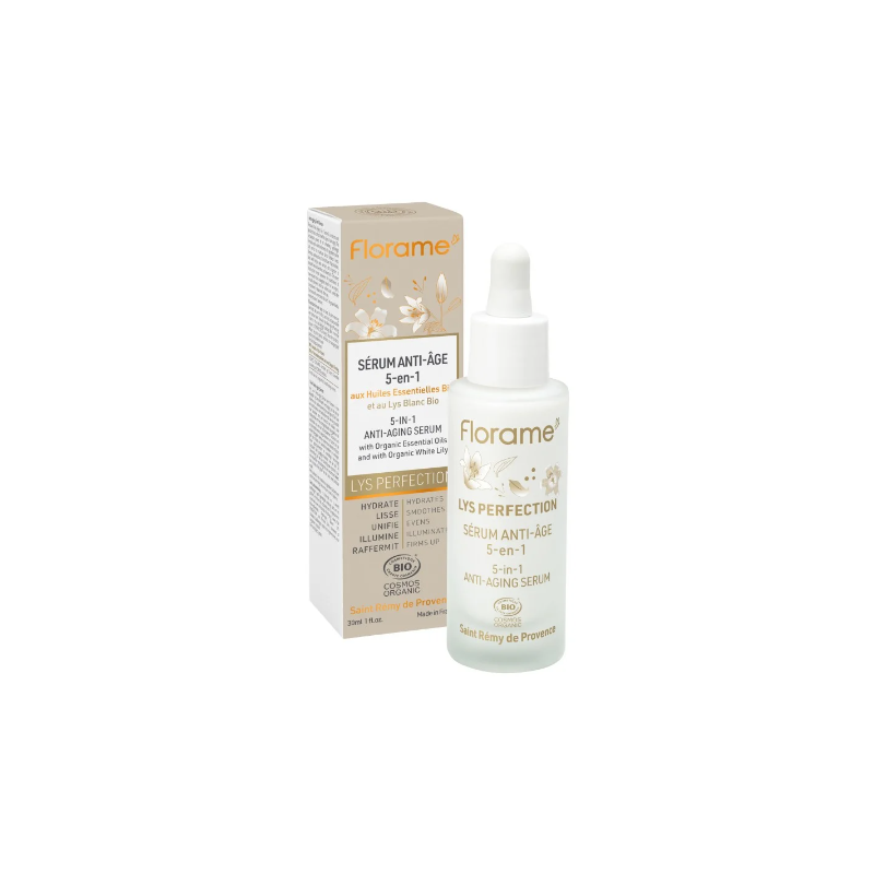 SERUM ANTI AGE 5-EN-1 LYS PERFECTION 30ML FLORAME  dans votre magasin bio en ligne Etiketbio.eu