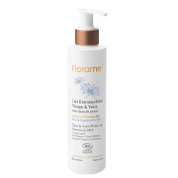 LAIT DÉMAQUILLANT VISAGE & YEUX 200ml FLORAME  dans votre magasin bio en ligne Etiketbio.eu