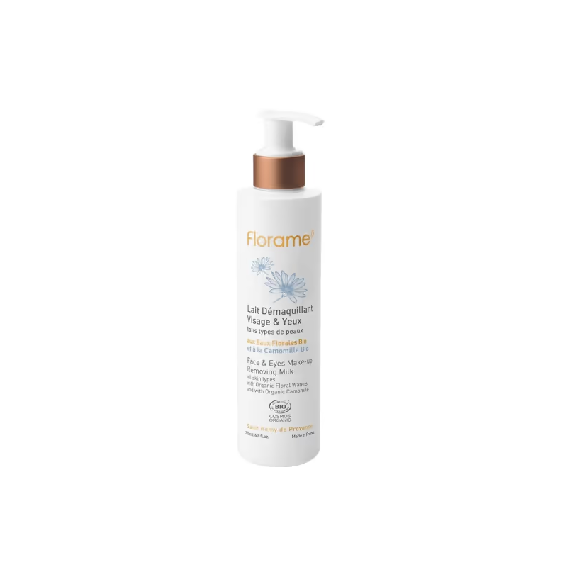 LAIT DÉMAQUILLANT VISAGE & YEUX 200ml FLORAME  dans votre magasin bio en ligne Etiketbio.eu