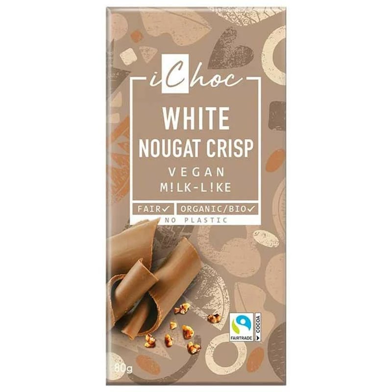 WHITE NOUGAT CRISP 80GR ICHOC  dans votre magasin bio en ligne Etiketbio.eu