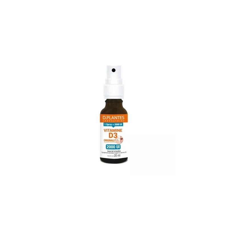 VITAMINE D3 2000UI SPRAY 20ML DPLANTES  dans votre magasin bio en ligne Etiketbio.eu