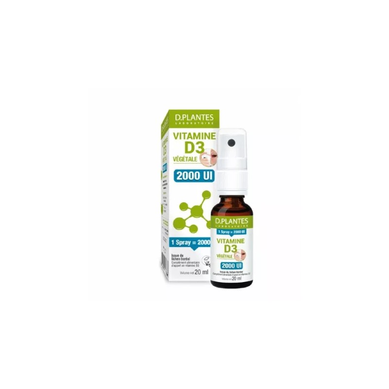 VITAMINE D3 VEGETALE 2000UI SPRAY 20ML DPLANTES  dans votre magasin bio en ligne Etiketbio.eu