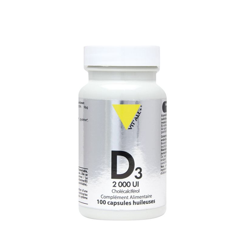 VITAMINE D3 50MCG 2000UI 100CAPS VITALL +  dans votre magasin bio en ligne Etiketbio.eu