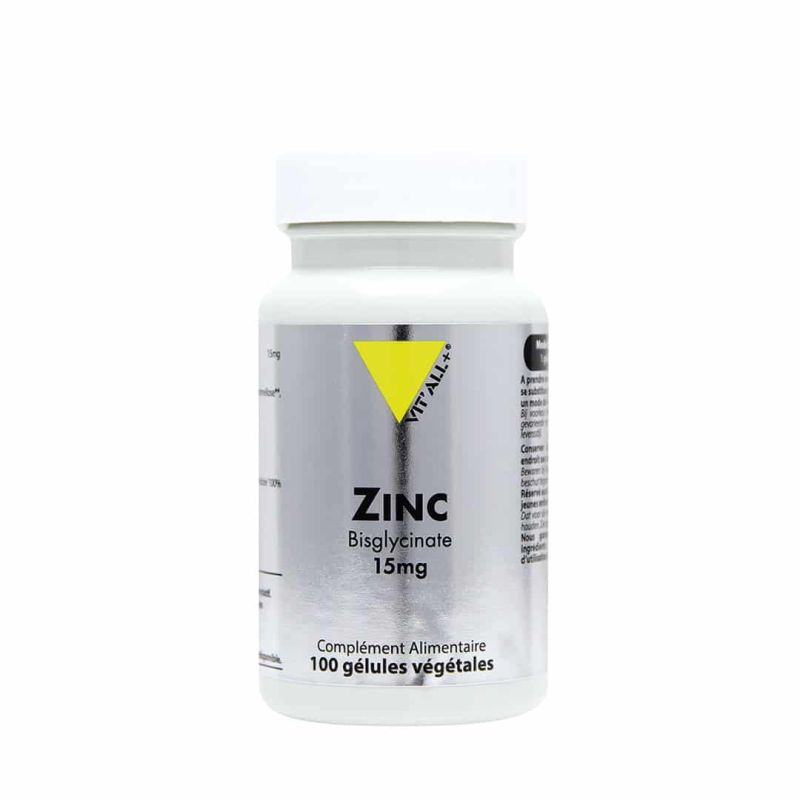 ZINC BISGLYCINATE 15MG 100GELS VITALL +  dans votre magasin bio en ligne Etiketbio.eu