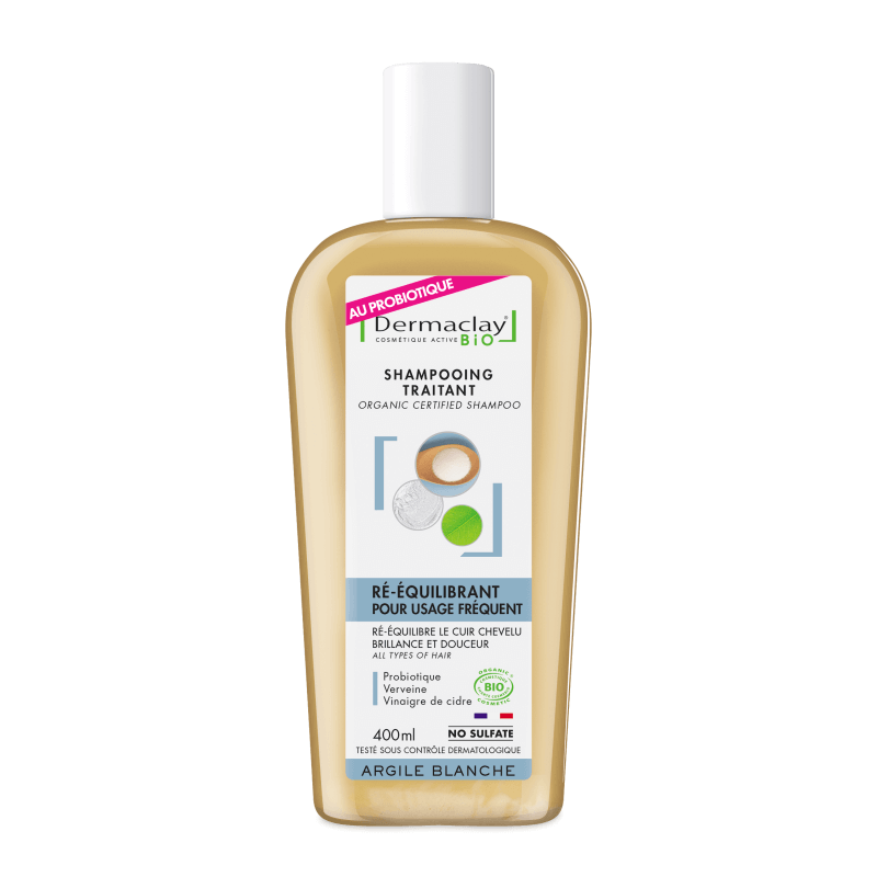 SHAMPOOING REEQUILIBRANT AU PROBIOTIQUE 400ML DERMACLAY  dans votre magasin bio en ligne Etiketbio.eu