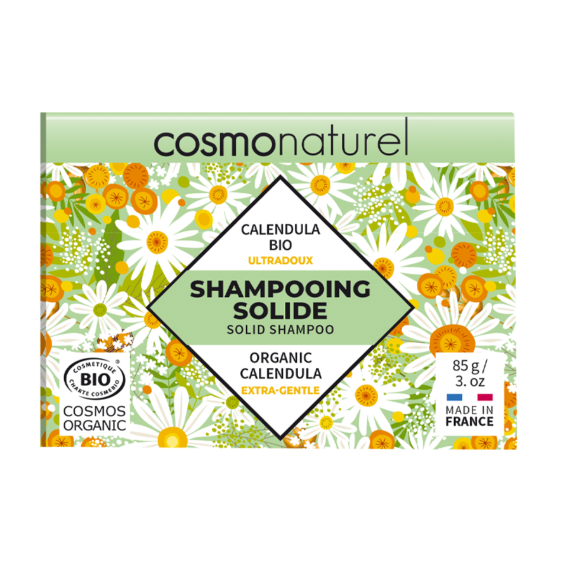 Shampooing solide ultra doux calendula bio 85g COSMONATUREL  dans votre magasin bio en ligne Etiketbio.eu