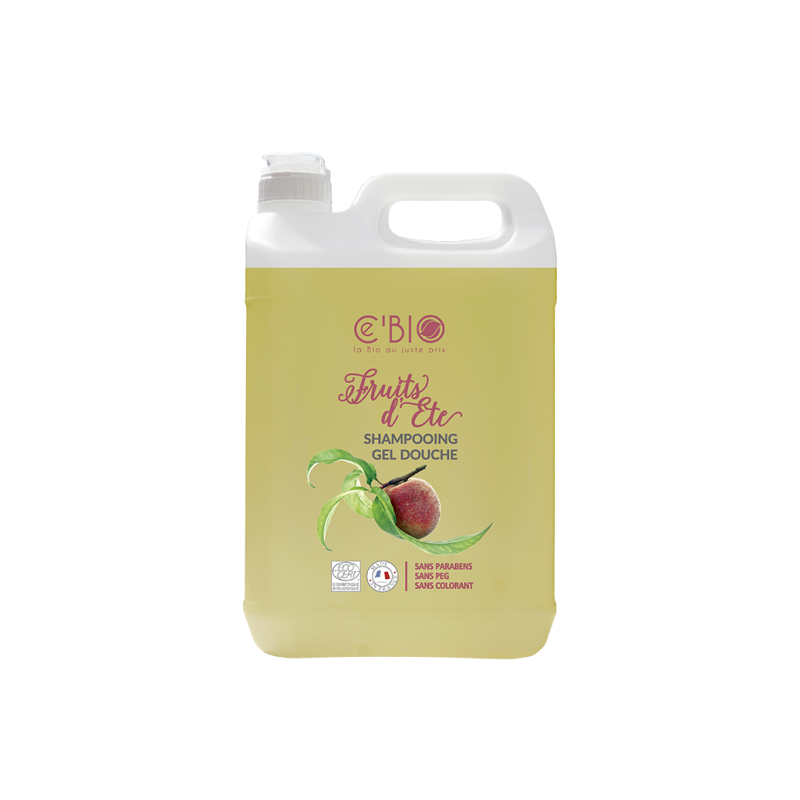 Shampooing gel douche fruits d'été 5l   dans votre magasin bio en ligne Etiketbio.eu