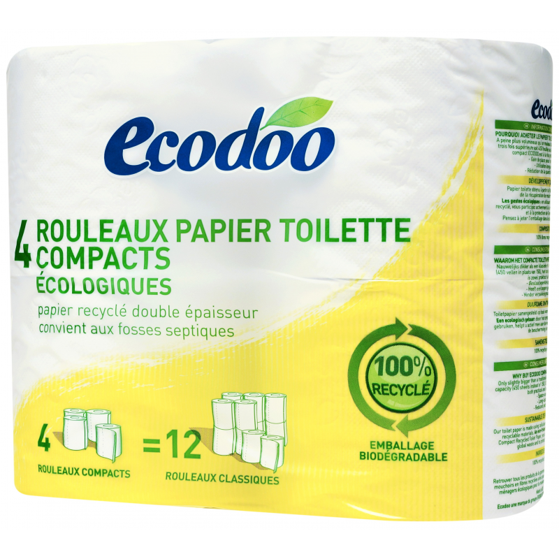 Papier Toilette Compact Recycle 4 Rouleaux Ecodoo Chez Etik Bio